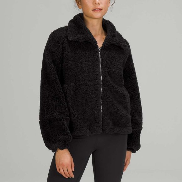 Lululemon Cinchable Fleece Zip-Up Jacket Black - Picture 1 of 2